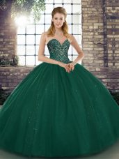 Fashionable Tulle Sleeveless Floor Length Sweet 16 Quinceanera Dress and Beading