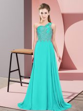 Glamorous Sleeveless Beading Side Zipper Prom Gown