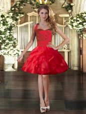 Red Sleeveless Tulle Lace Up Party Dress for Toddlers for Prom and Party