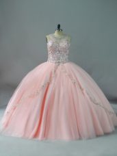 Super Lace Up Quinceanera Dresses Peach for Sweet 16 and Quinceanera with Beading