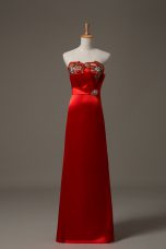 Extravagant Red Sweetheart Neckline Beading and Appliques Juniors Evening Dress Sleeveless Lace Up