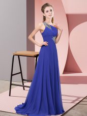 Low Price Beading Womens Evening Dresses Purple Sleeveless Floor Length