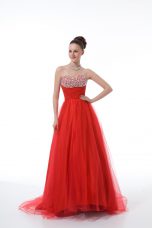 Discount Red Sweetheart Neckline Beading Glitz Pageant Dress Sleeveless Zipper