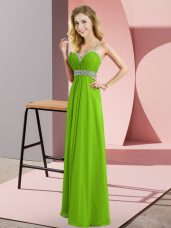 Empire Beading Casual Dresses Criss Cross Chiffon Sleeveless Floor Length