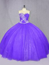 Edgy Purple Sleeveless Beading Floor Length Sweet 16 Dress