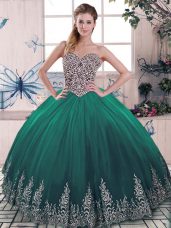 Unique Green Sweetheart Lace Up Beading and Embroidery 15th Birthday Dress Sleeveless