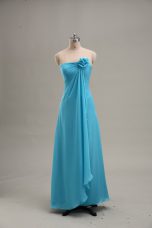 Great Empire Teal Strapless Chiffon Sleeveless Floor Length Zipper