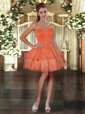 Orange Red Sleeveless Tulle Lace Up Dress for Prom for Prom and Party