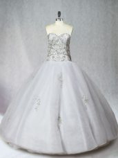 Captivating White Sweetheart Neckline Beading Quinceanera Dresses Sleeveless Zipper