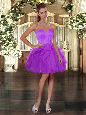 Beautiful Ball Gowns Purple Sweetheart Tulle Sleeveless Mini Length Lace Up