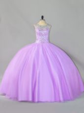 Great Sleeveless Floor Length Sequins Zipper Sweet 16 Dresses with Lavender