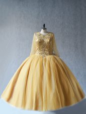 Tulle Sleeveless Floor Length Sweet 16 Dresses and Beading