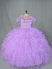 Sweetheart Sleeveless Side Zipper Quince Ball Gowns Lavender Organza