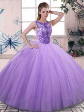 Wonderful Tulle Sleeveless Floor Length Vestidos de Quinceanera and Beading