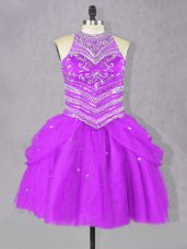 Customized Fuchsia Sleeveless Beading Mini Length Teens Party Dress