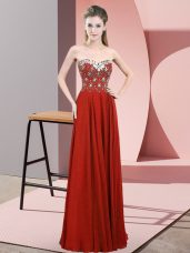 Floor Length Empire Sleeveless Rust Red Homecoming Dress Zipper