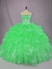 Ball Gowns 15 Quinceanera Dress Green Strapless Organza Sleeveless Floor Length Lace Up