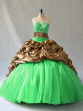 Low Price Ball Gowns V-neck Sleeveless Organza Lace Up Beading and Pick Ups Vestidos de Quinceanera