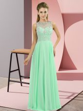 Cute Apple Green Sleeveless Chiffon Zipper Prom Dress for Prom and Party