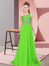 Stunning Sleeveless Side Zipper Floor Length Beading Evening Wear