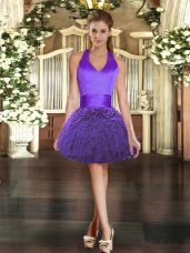 Mini Length Ball Gowns Sleeveless Purple Dress for Prom Lace Up