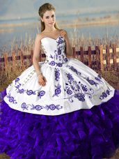 Deluxe Ball Gowns Sweet 16 Dresses Purple Sweetheart Satin and Organza Sleeveless Floor Length Lace Up