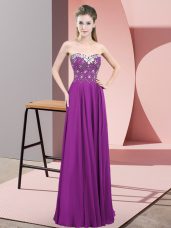 Traditional Sweetheart Sleeveless Chiffon Beading Zipper