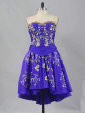 Elegant Sweetheart Sleeveless Lace Up Embroidery Prom Dress in Purple