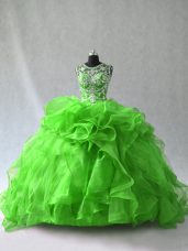 Sleeveless Beading and Ruffles Floor Length Sweet 16 Quinceanera Dress