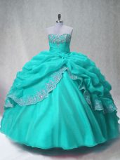 Sleeveless Beading and Appliques Lace Up Ball Gown Prom Dress