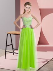 Stunning Floor Length Yellow Green Evening Dresses Sweetheart Sleeveless Lace Up