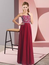 Chiffon Sleeveless Floor Length Dress for Prom and Beading