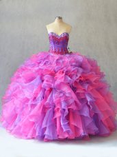 Vintage Multi-color Sleeveless Beading and Ruffles 15 Quinceanera Dress