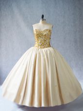 Champagne Sleeveless Tulle Lace Up Vestidos de Quinceanera for Quinceanera