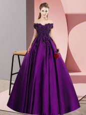 Floor Length Eggplant Purple Quinceanera Dresses Off The Shoulder Sleeveless Zipper