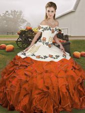 Sweet Floor Length Ball Gowns Sleeveless Rust Red Vestidos de Quinceanera Lace Up