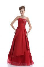 Perfect Red Sleeveless Embroidery Floor Length Formal Dresses