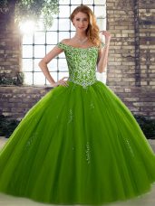 Floor Length Ball Gowns Sleeveless Olive Green Quinceanera Dresses Lace Up