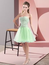 Artistic Sweetheart Sleeveless Zipper Dress for Prom Apple Green Tulle