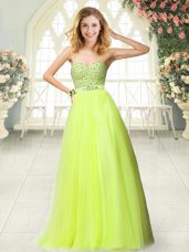 Sleeveless Zipper Floor Length Beading Prom Evening Gown