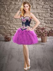 Mini Length Purple Prom Dresses Sweetheart Sleeveless Lace Up