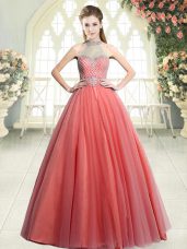 Fashion Watermelon Red A-line Tulle Halter Top Sleeveless Beading Floor Length Zipper Dress for Prom,Silhouette: A-lineNeckline: halter topSleeve Length: sleevelessHemline/Train: floor lengthBack Detail: zipperEmbellishment: beadingFabric: tulleShown Color: watermelon red(Color & Style representation may vary by monitor.)Occasion: prom,partySeason: spring,summer,fall,winterFully Lined: YesBuilt-In Bra: Yes