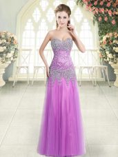 Lilac Evening Dress Prom and Party with Beading Sweetheart Sleeveless Zipper