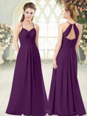 Chic Floor Length Empire Sleeveless Purple Evening Dress Zipper