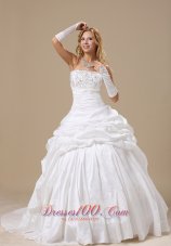 Ball Gown Wedding Dress Appliques Ruch Pick-ups