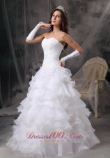 Ruffles Sweetheart Organza Wedding Dress With Gloves