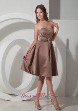 Beading Strapless Brown Short Dresses For Bridesmaids