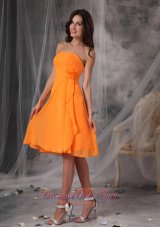 Mandarin Orange Short Dress for Prom Handle Flowers