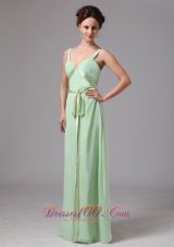 Apple Green Sash Straps Prom Dress For Wedding Guests