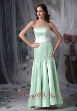 Apple Green Formal Evening Dress Column Brush Train Sash